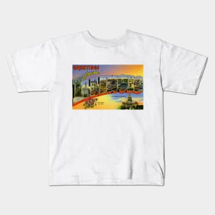 Greetings from Illinois - Vintage Large Letter Postcard Kids T-Shirt